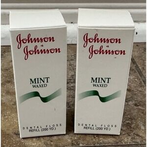 2 Lots Of Vintage 90s Johnson & Johnson Mint Waxed Dental Floss Refill 200 yd